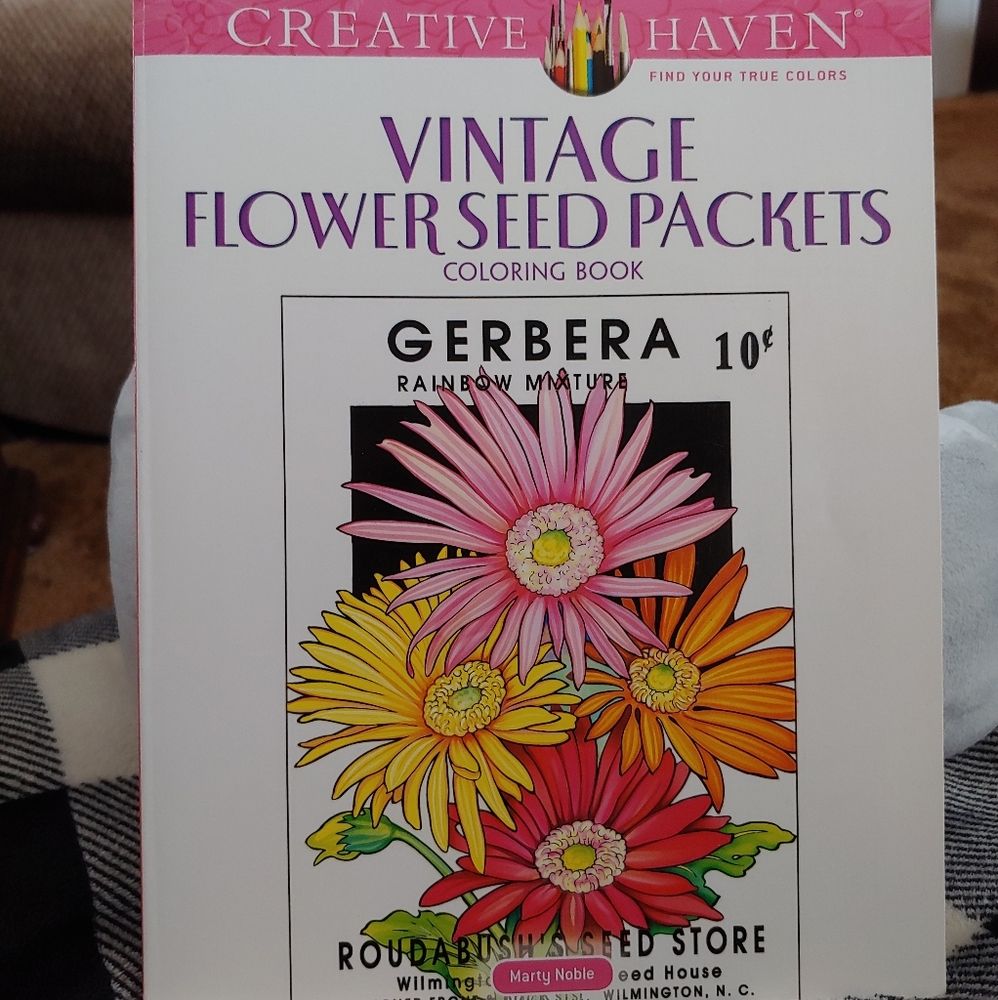 Creative Haven "Vintage Flower Seed Packets" Color Book